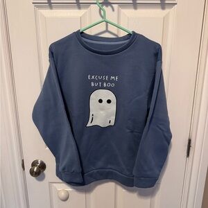 SHEIN “Excuse Me But Boo” Ghost Graphic Crewneck Sweatshirt